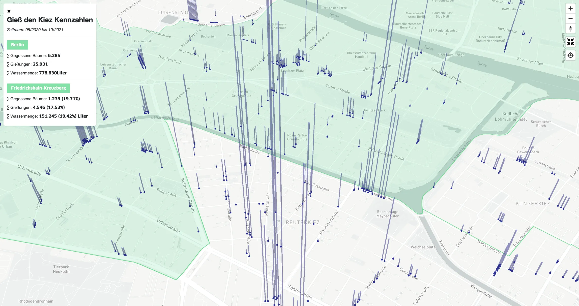 Screenshot für das Projekt: 'Wo gießt Berlin?'